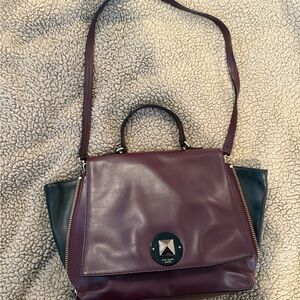 kate spade Plum and Black Leather Top-Handle Satchel